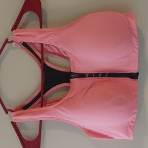 Nike zip front sports bra - pink and black